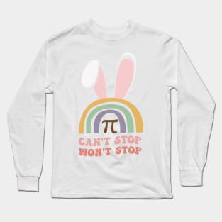 Groovy Can't Stop Pi Won't Stop Bunny Ears Easter Math Lover Long Sleeve T-Shirt